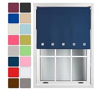 FURNISHED Blackout Blinds Roller Shade Window Blind with Chrome Square Eyelets Customized Width Made to Measure, Navy Blue, 180cm x 165cm