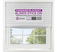 FURNISHED Blackout Blinds Stick On - Portable No Drill Blind, Temporary Blackout Cover, No Drilling Pleated Shades, Stick-on Black Out Blinds Window, Removable Blockout Shutters, White, 130W x 210H cm
