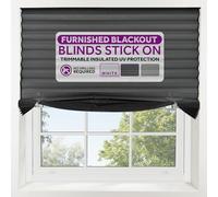 FURNISHED Blackout Blinds Stick On - Portable No Drill Blind, Temporary Blackout Cover, No Drilling Pleated Shades, Stick-on Black Out Blinds Window, Removable Blockout Shutters, Grey, 130W x 150H cm
