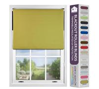 FURNISHED Blackout Roller Blind with Metal Fittings Trimmable Insulated Thermal Fabric Heavy-duty Easy Install Brackets Window Roller Blinds - Green, 85W x 165H cm