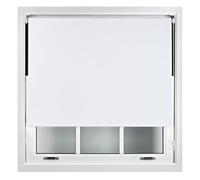 FURNISHED Blackout Roller Blind with Metal Fittings Trimmable Insulated Thermal Fabric Heavy-duty Easy Install Brackets Window Roller Blinds - White, 55W x 210H cm