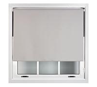 FURNISHED Blackout Roller Blind with Metal Fittings Trimmable Insulated Thermal Fabric Heavy-duty Easy Install Brackets Window Roller Blinds - Grey, 170W x 165H cm