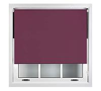 FURNISHED Blackout Roller Blind with Metal Fittings Trimmable Insulated Thermal Fabric Heavy-duty Easy Install Brackets Window Roller Blinds - Aubergine, 170W x 165H cm