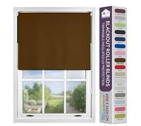 FURNISHED Blackout Roller Blind with Metal Fittings Trimmable Insulated Thermal Fabric Heavy-duty Easy Install Brackets Window Roller Blinds - Brown, 185W x 210H cm