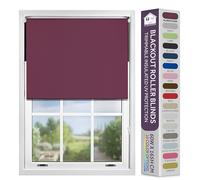 FURNISHED Blackout Roller Blind with Metal Fittings Trimmable Insulated Thermal Fabric Heavy-duty Easy Install Brackets Window Roller Blinds - Aubergine, 65W x 165H cm