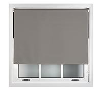 FURNISHED Blackout Roller Blind with Metal Fittings Trimmable Insulated Thermal Fabric Heavy-duty Easy Install Brackets Window Roller Blinds - Dark Grey, 170W x 165H cm