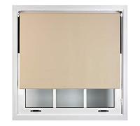 FURNISHED Blackout Roller Blind with Metal Fittings Trimmable Insulated Thermal Fabric Heavy-duty Easy Install Brackets Window Roller Blinds - Cappuccino, 145W x 165H cm