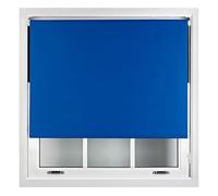 FURNISHED Blackout Roller Blind with Metal Fittings Trimmable Insulated Thermal Fabric Heavy-duty Easy Install Brackets Window Roller Blinds - Blue, 170W x 165H cm