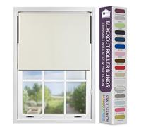 FURNISHED Blackout Roller Blind with Metal Fittings Trimmable Insulated Thermal Fabric Heavy-duty Easy Install Brackets Window Roller Blinds - Cream, 85W x 210H cm