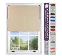 FURNISHED Blackout Roller Blind with Metal Fittings Trimmable Insulated Thermal Fabric Heavy-duty Easy Install Brackets Window Roller Blinds - Cappuccino, 100W x 210H cm