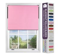 FURNISHED Blackout Roller Blind with Metal Fittings Trimmable Insulated Thermal Fabric Heavy-duty Easy Install Brackets Window Roller Blinds - Pink, 150W x 210H cm