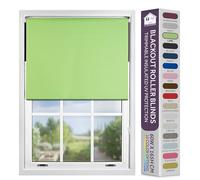 FURNISHED Blackout Roller Blind with Metal Fittings Trimmable Insulated Thermal Fabric Heavy-duty Easy Install Brackets Window Roller Blinds - Lime Green, 90W x 165H cm