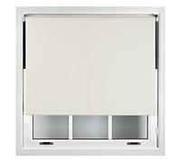 FURNISHED Blackout Roller Blind with Metal Fittings Trimmable Insulated Thermal Fabric Heavy-duty Easy Install Brackets Window Roller Blinds - Cream, 155W x 165H cm