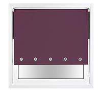 FURNISHED Blackout Roller Blind with Round Eyelets & Metal Fittings Trimmable - Aubergine, 105W x 210H cm