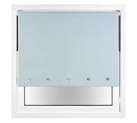 FURNISHED Blackout Roller Blind with Round Eyelets & Metal Fittings Trimmable - Duck Egg Blue, 90W x 165H cm