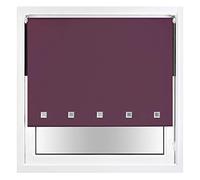 FURNISHED Blackout Roller Blind with Square Eyelets & Metal Fittings Trimmable - Aubergine, 45W x 165H cm