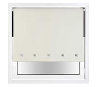FURNISHED Blackout Roller Blind with Square Eyelets & Metal Fittings Trimmable - Cream, 70W x 165H cm