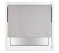 FURNISHED Blackout Roller Blind with Square Eyelets & Metal Fittings Trimmable - Grey, 110W x 165H cm