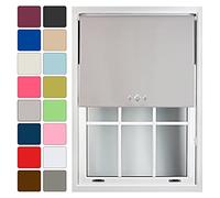 Furnished Blackout Roller Blind with Triple Diamond Eyelets Made to Measure, Grey, 240cm x 165cm