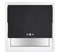 FURNISHED Blackout Roller Blind with Triple Diamond Eyelets & Metal Fittings Trimmable - Black, 60W x 165H cm