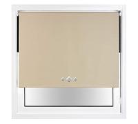FURNISHED Blackout Roller Blind with Triple Diamond Eyelets & Metal Fittings Trimmable - Cappuccino, 145W x 165H cm