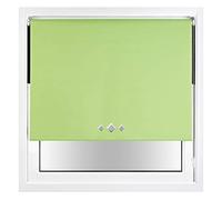 FURNISHED Blackout Roller Blind with Triple Diamond Eyelets & Metal Fittings Trimmable - Lime Green, 80W x 165H cm