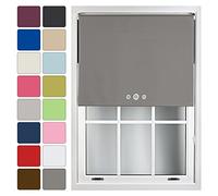 FURNISHED Blackout Roller Blind with Triple Eyelets Made to Measure, Dark Grey, 240W x 165H cm