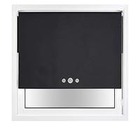 FURNISHED Blackout Roller Blind with Triple Eyelets & Metal Fittings Trimmable - Black, 185W x 165H cm