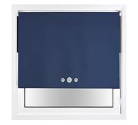 FURNISHED Blackout Roller Blind with Triple Eyelets & Metal Fittings Trimmable - Navy Blue, 150W x 165H cm