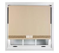 FURNISHED Blackout Roller Blinds Decorative Glitter Fabric & Bow - Trimmable - Cappuccino 145W x 165H cm