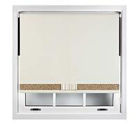 FURNISHED Blackout Roller Blinds Decorative Glitter Fabric & Bow - Trimmable - Cream 90W x 165H cm