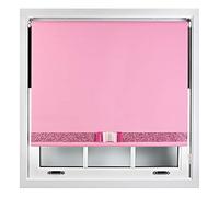 FURNISHED Blackout Roller Blinds Decorative Glitter Fabric & Bow - Trimmable - Pink 135W x 165H cm