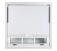 FURNISHED Blackout Roller Blinds Decorative Glitter Fabric & Bow - Trimmable - White 150W x 165H cm