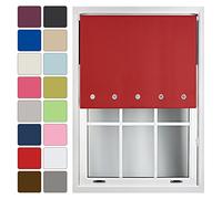 FURNISHED Blackout Roller Blinds for Windows with Round Eyelets Black Out UV Protection Custom Made to Measure, Red, 90W x 165H cm