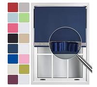 FURNISHED Blackout Roller Blinds Made to Measure with Glitter Trim & Bow - Navy Blue 120cm x 165cm