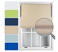 FURNISHED Blackout Roller Blinds with Decorative Diamond Braiding Design Easy Install Cut to Size Made to Measure Blind, Cappuccino, 210W x 165L cm