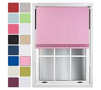 FURNISHED Blackout Roller Blinds with Decorative Glitter Trim Thermal Easy Install Sparkly Blind Made to Measure Up to 120cm x 210cm - Pink + Pink Glitter
