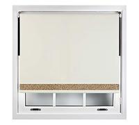 FURNISHED Blackout Roller Blinds With Glitter Edge - Trimmable Thermal UV Protection Fabric Easy Fit Sparkle Glitter Blind for Windows, Cream 155W x 165H cm