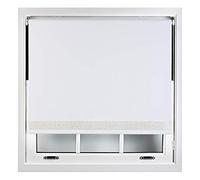 FURNISHED Blackout Roller Blinds With Glitter Edge - Trimmable Thermal UV Protection Fabric Easy Fit Sparkle Glitter Blind for Windows, White 85W x 165H cm