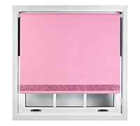 FURNISHED Blackout Roller Blinds With Glitter Edge - Trimmable Thermal UV Protection Fabric Easy Fit Sparkle Glitter Blind for Windows, Pink 110W x 165H cm