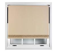 FURNISHED Blackout Roller Blinds With Glitter Edge - Trimmable Thermal UV Protection Fabric Easy Fit Sparkle Glitter Blind for Windows, Cappuccino 125W x 165H cm