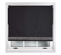 FURNISHED Blackout Roller Blinds With Glitter Edge - Trimmable Thermal UV Protection Fabric Easy Fit Sparkle Glitter Blind for Windows, Black 120W x 210H cm