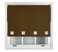 FURNISHED Blackout Roller Blinds with Large Square Eyelets - Made to Measure - Brown 180cm x 165cm