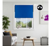 Furnished Blackout Roller Blinds With Metal Fittings- Blue Trimmable Blind For Windows And Doors (W)110Cm (L)210Cm