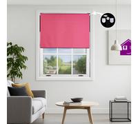 Furnished Blackout Roller Blinds With Metal Fittings- Fuchsia Pink Trimmable Blind For Windows And Doors (W)220Cm (L)210Cm