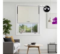 Furnished Blackout Roller Blinds With Triple Round Eyelets & Metal Fittings - Cream (W)130Cm (L)210Cm