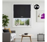 Furnished Blackout Roller Blinds With Triple Square Eyelets And Metal Fittings- Black Trimmable (W)150Cm (L)210Cm