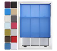 FURNISHED Blinds Window Custom Made to Measure Daylight Roller Blinds - Sheer Non-blackout Blind Opaque Fabric Shades Easy Fit Window Blinds, Blue up to 150W x 210H cm
