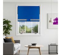 Furnished Blue Blackout Roller Blind With Decorative Silver Glitter & Blue Bow - Trimmable (W)50Cm X (L)165Cm