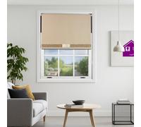 Furnished Cappuccino Blackout Roller Blind With Decorative Gold Glitter & Cream Bow - Trimmable (W)45Cm X (L)165Cm